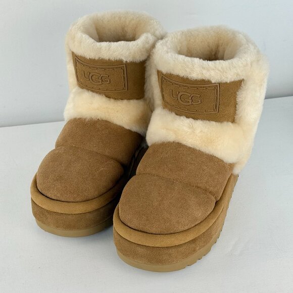 Size 7 -Women's UGG Classic Chillapeak Chestnut Leather Sheepskin suede Boots - Picture 5 of 8